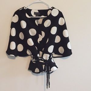 Gracia Polk A Dot blouse Lg Black & White